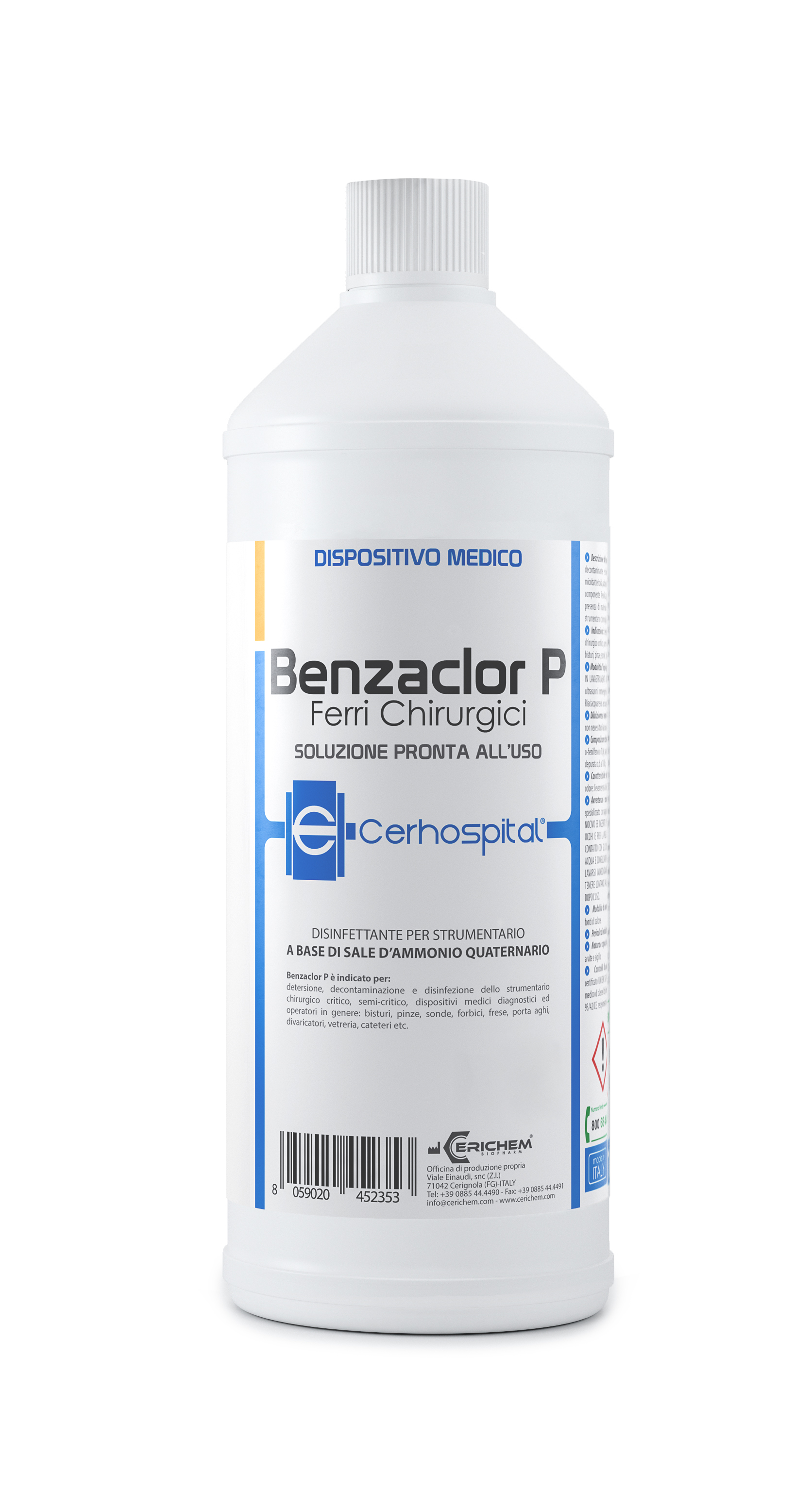 Sterilizzante ferri BENZACLOR P sale di ammonio quaternario ml 1000 Sterilizzante ferri BENZACLOR P sale di ammonio quaternario ml 1000